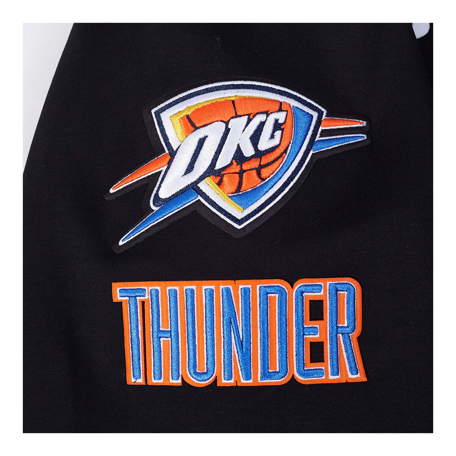 OKC THUNDER PRO STANDARD SHAI GILGEOUS-ALEXANDER N&N HOODIE in Black - Embroidery Close Up View