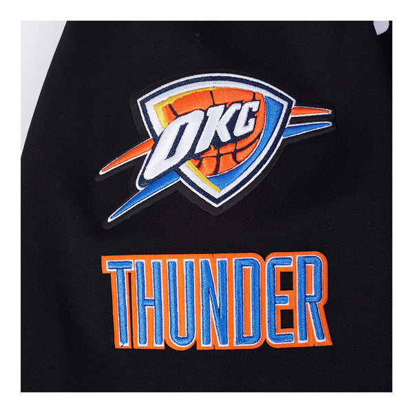 OKC THUNDER PRO STANDARD SHAI GILGEOUS-ALEXANDER N&N HOODIE in Black - Embroidery Close Up View
