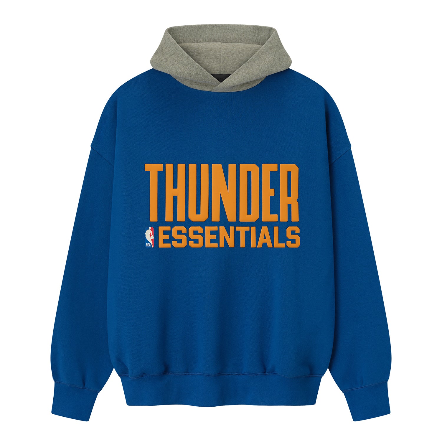 OKC THUNDER FEAR OF GOD ESSENTIALS SPORTS HOODIE in Blue - Front View