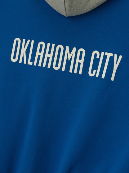 OKC THUNDER FEAR OF GOD ESSENTIALS SPORTS HOODIE - Back Graphic View