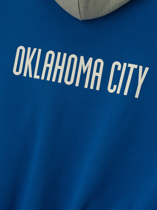 OKC THUNDER FEAR OF GOD ESSENTIALS SPORTS HOODIE - Back Graphic View