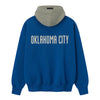 OKC THUNDER FEAR OF GOD ESSENTIALS SPORTS HOODIE in Blue - Back View