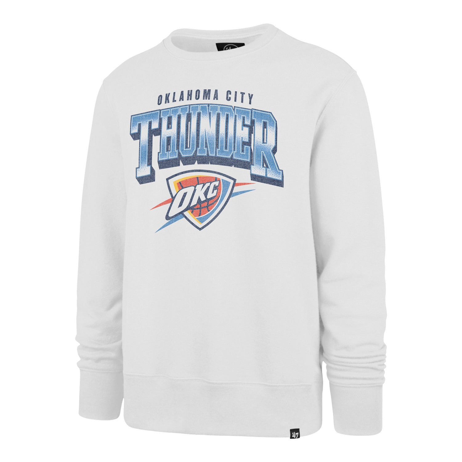 OKC Thunder 47 Brand Spotlight Crewneck in White - Front View