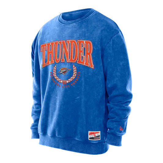 OKC Thunder New Era Washed Crewneck in Blue - Front View