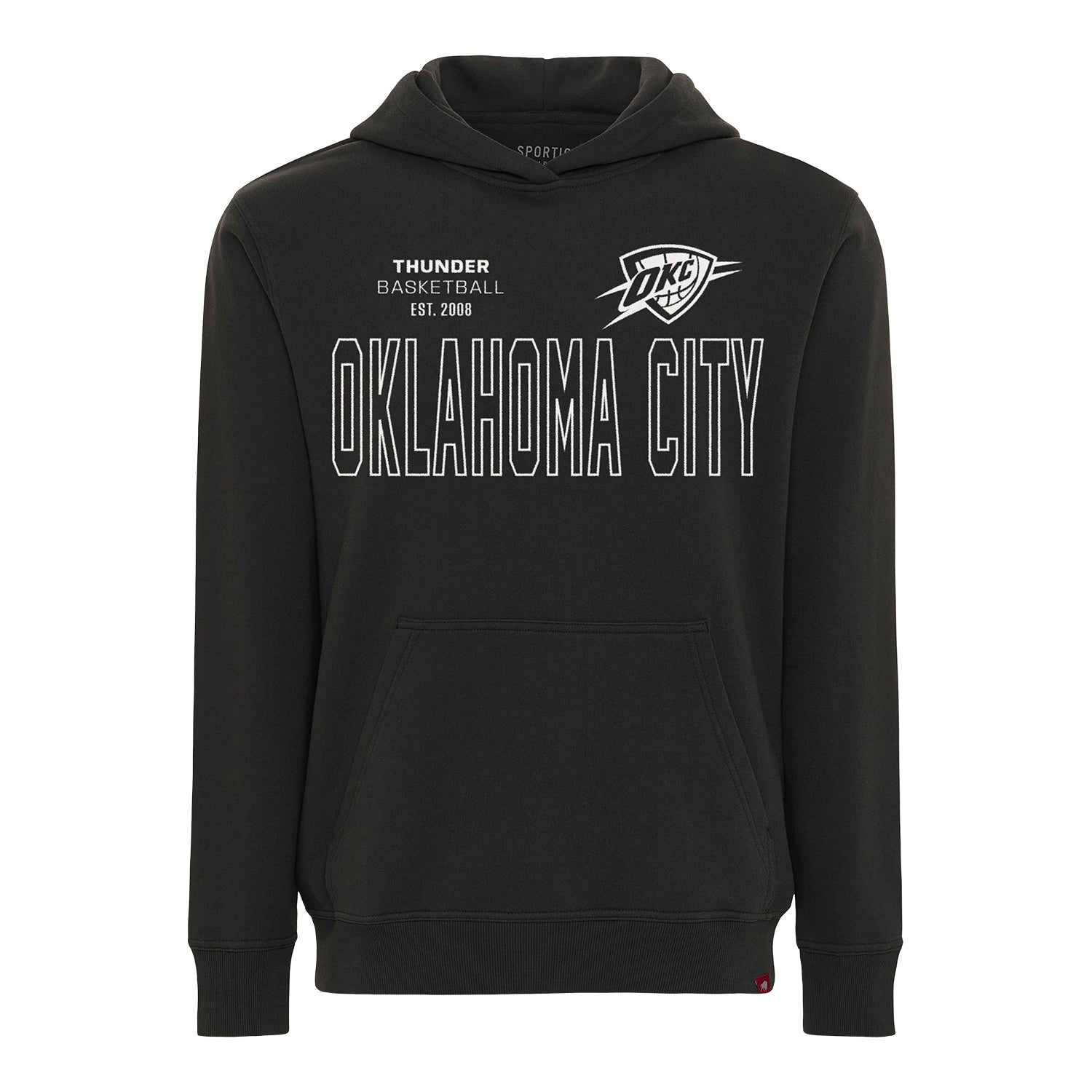 OKC Thunder Sportiqe Drake Tonal Hooded Sweatshirt in Black - Front View