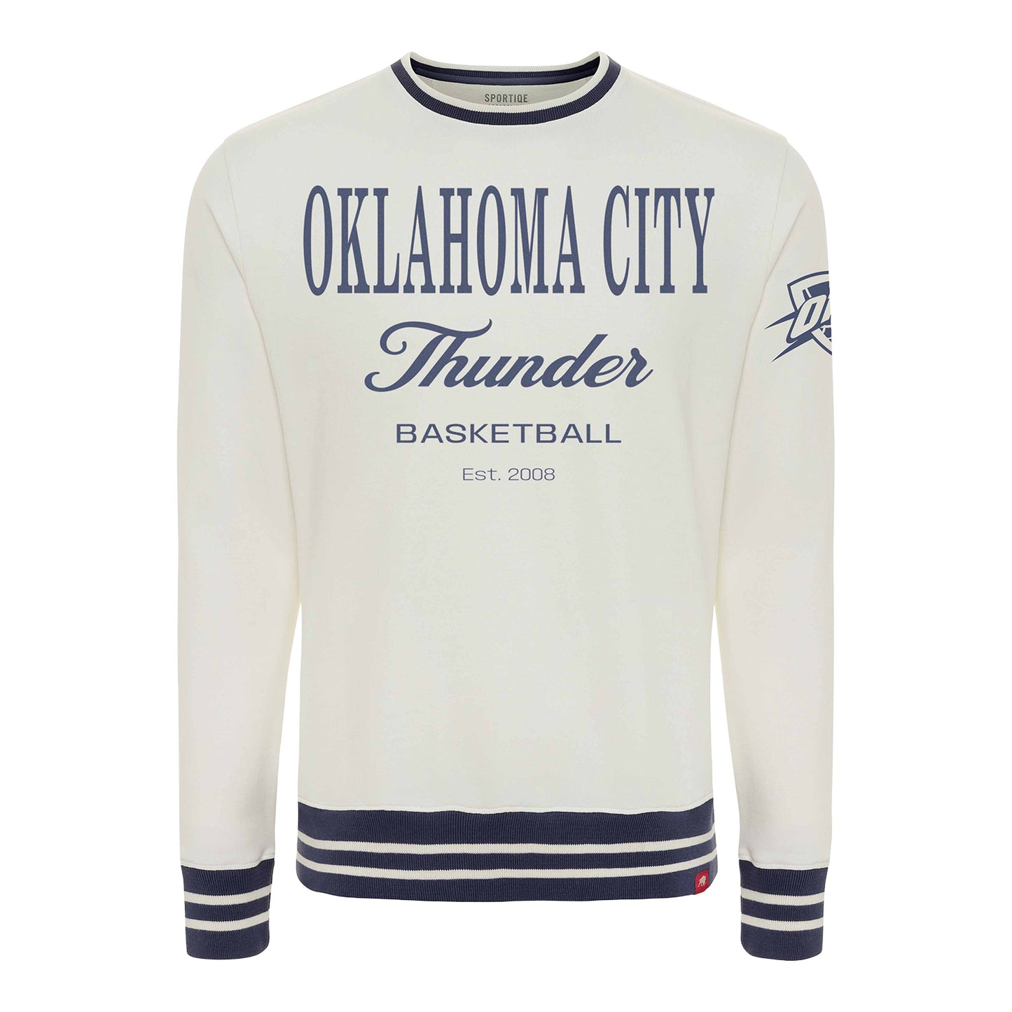 OKC Thunder Sportiqe Ellington Wilson Script Crewneck in White - Front View