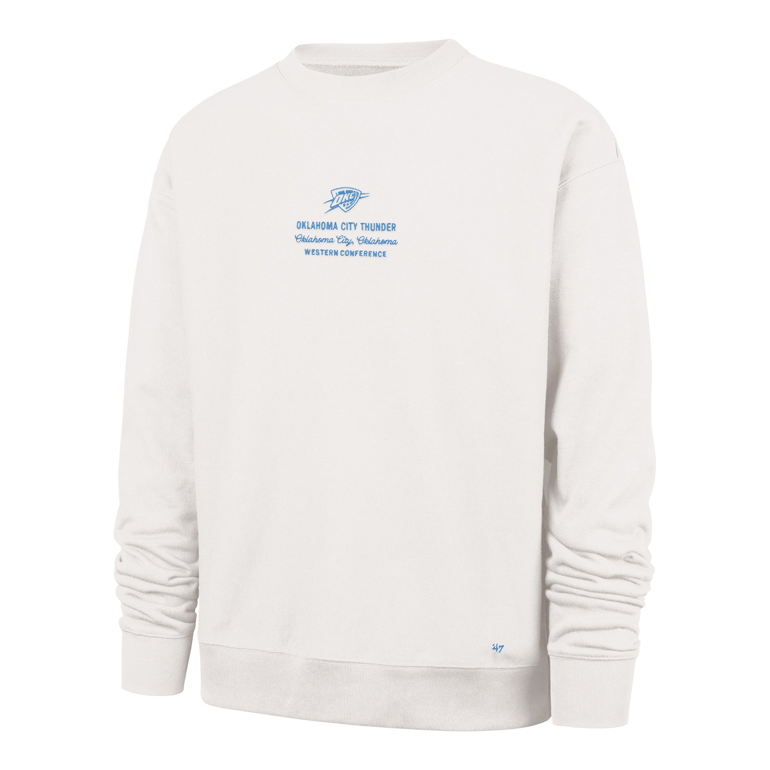 OKC Thunder 47 Brand Anderson Foundation Crewneck in White - FRont View