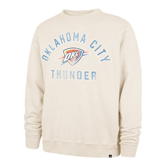 OKC Thunder 47 Brand Treasured Slub French Terry Crewneck in White - Front View