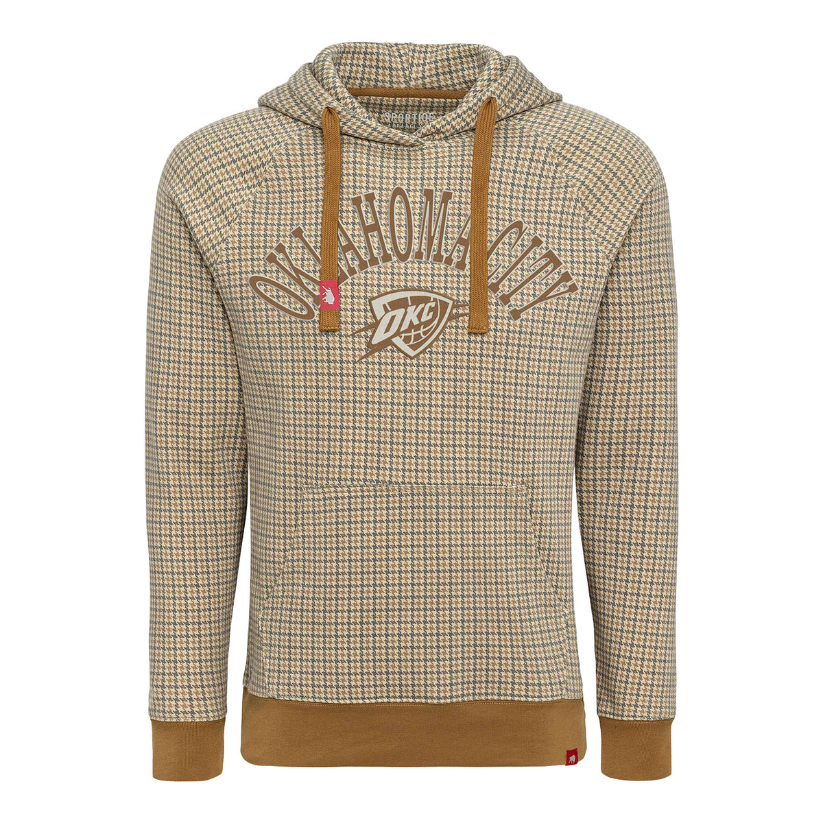 OKC Thunder Sportiqe Olsen Layden Houndstooth Hoodie in Brown - Front View