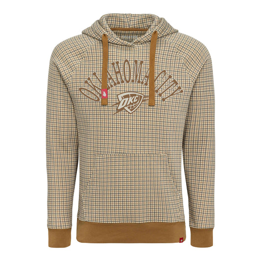 OKC Thunder Sportiqe Olsen Layden Houndstooth Hoodie in Brown - Front View