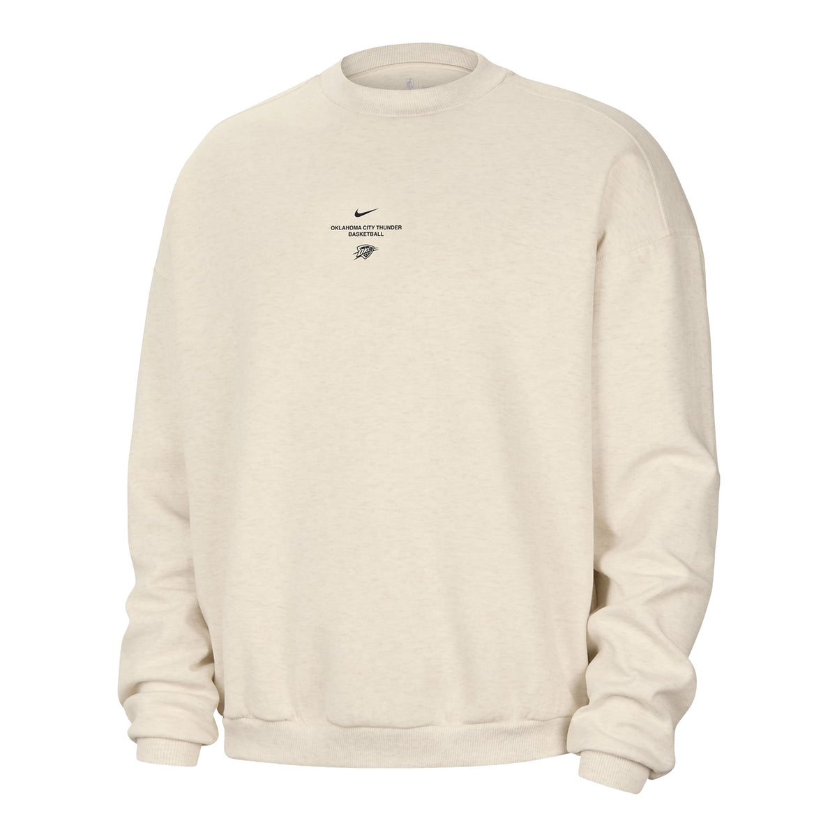 OKC Thunder Nike Stretch Crewneck in White - Front View