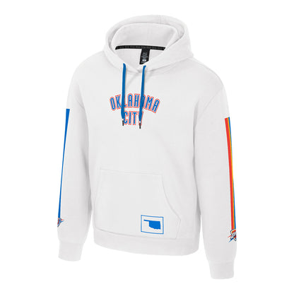 OKC Thunder Stadium Essentials Association Sweatshirt in White - Front View