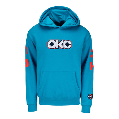 OKC Thunder Native Bold Wordmark Hooded Sweatshirt in Turquoise - Front View 