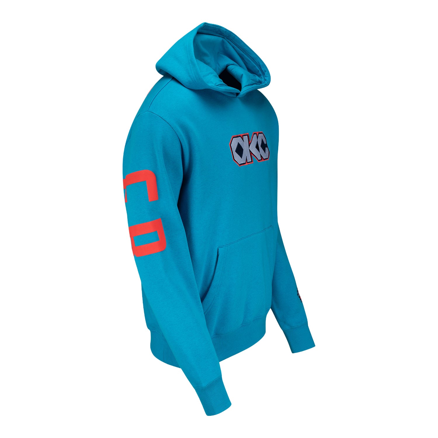 OKC Thunder Native Bold Wordmark Hooded Sweatshirt in Turquoise - Front Right View