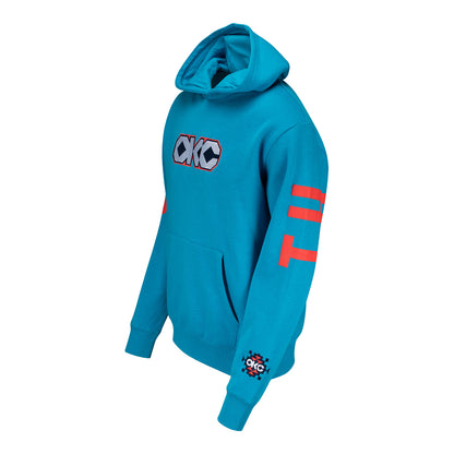 OKC Thunder Native Bold Wordmark Hooded Sweatshirt in Turquoise - Front Left View