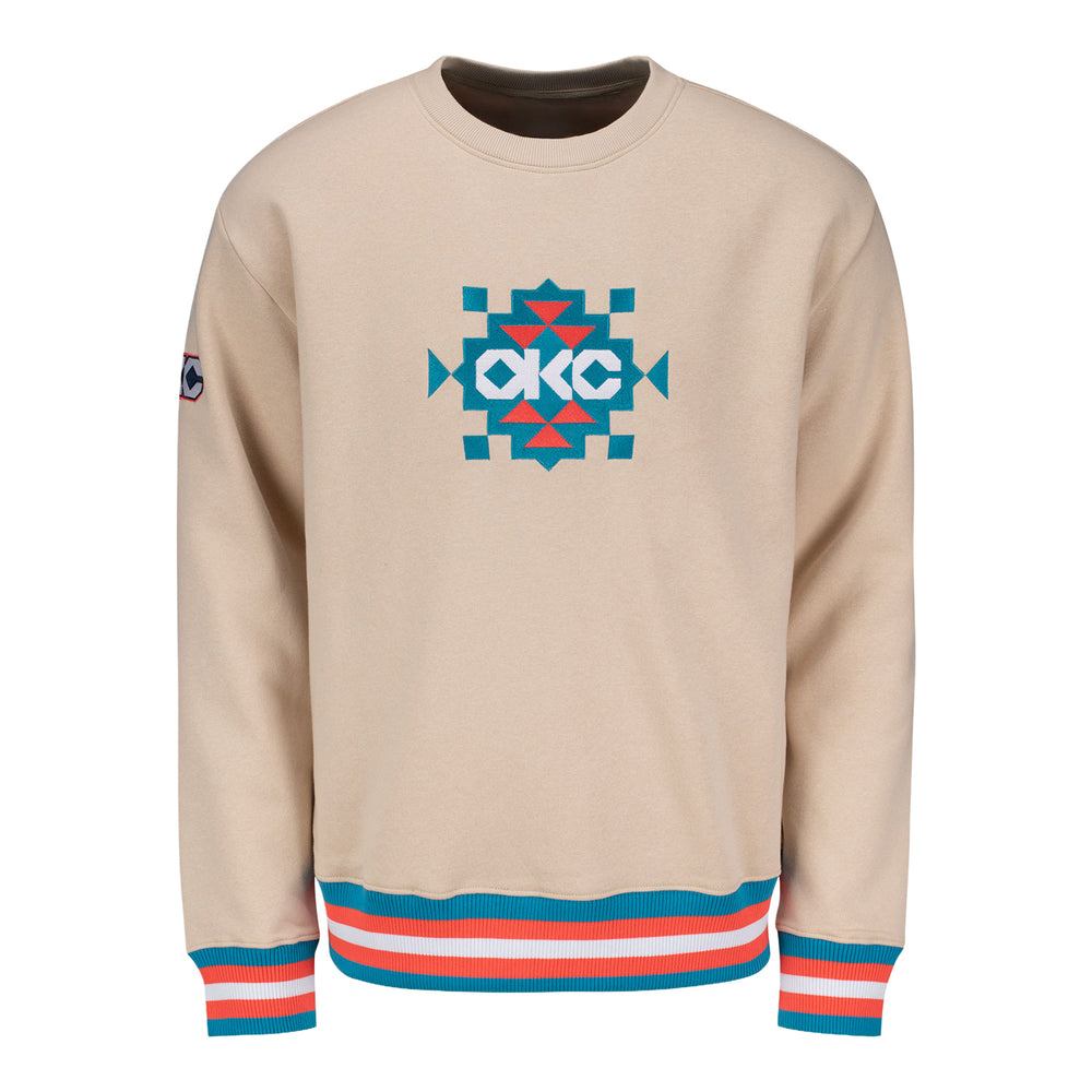 OKC Thunder Stripe Trim Native Crewneck Sweatshirt