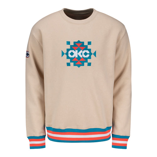 OKC Thunder Stripe Trim Native Crewneck Sweatshirt