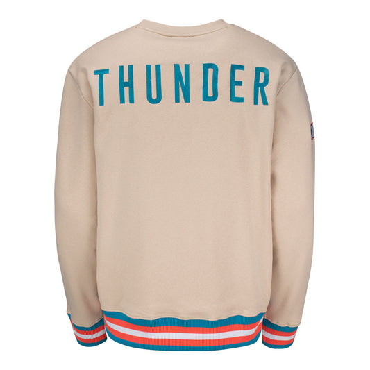 OKC Thunder Stripe Trim Native Crewneck Sweatshirt in Tan - Back View