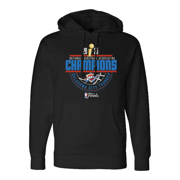 OKC Thunder 2025 NBA Championship Arched Hoodie in Black - Front View