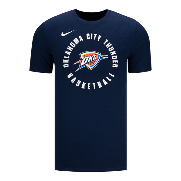 OKC THUNDER BASKETBALL NIKE DRI-FIT T-SHIRT IN BLUE - FRONT VIEW