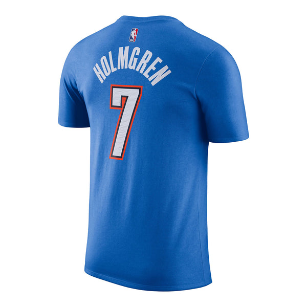 Chet Holmgren Nike Icon Name & Number OKC Thunder T-Shirt in blue - back view