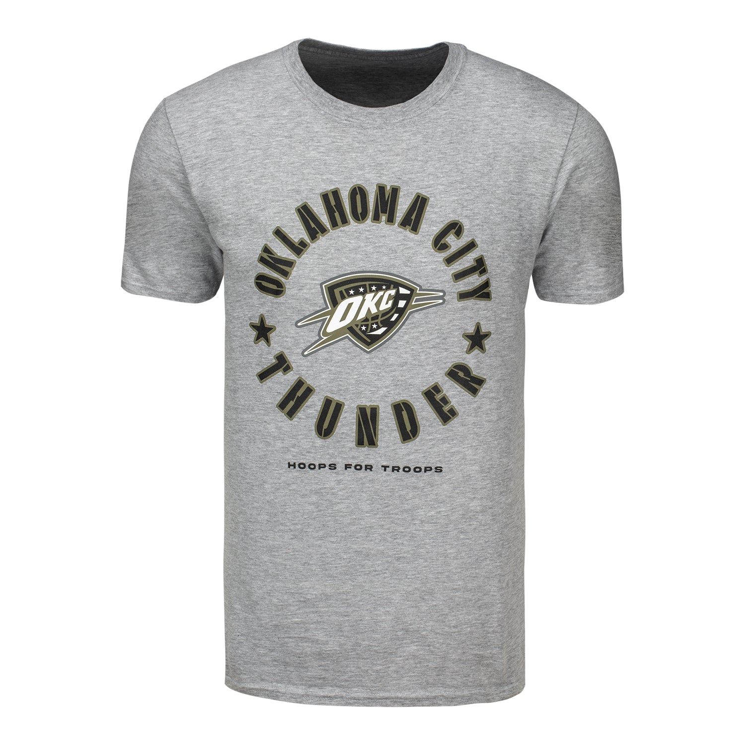 OKC THUNDER FANATICS HOOPS FOR TROOPS T-SHIRT - Front View