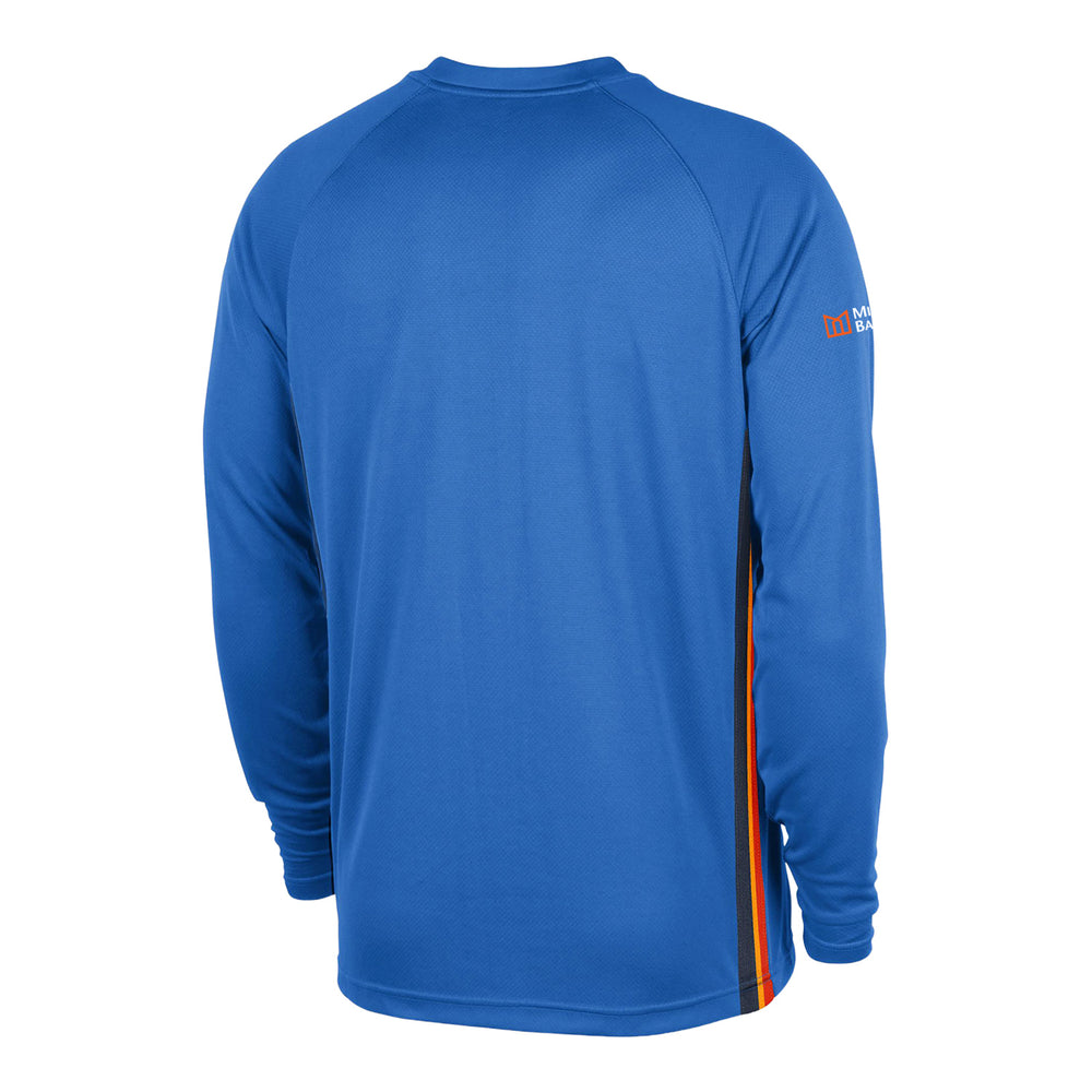 OKC THUNDER NIKE WARM-UP LONG SLEEVE TOP in Blue - Back View