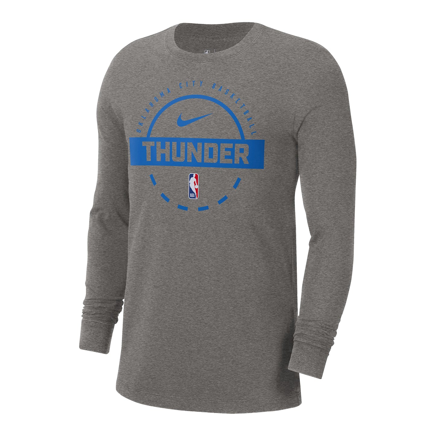 OKC Thunder Nike Practice Long Sleeve T-Shirt in Grey - Front View