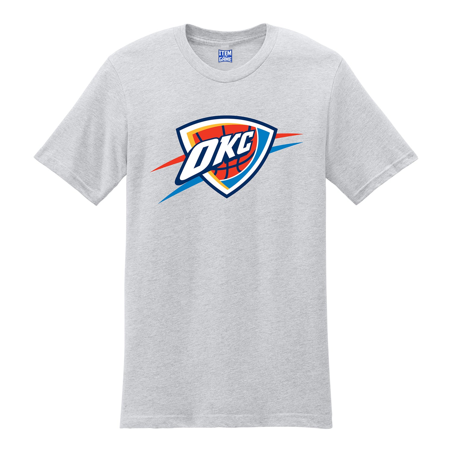 Okc Thunder Global Logo White T-Shirt in White - Front View
