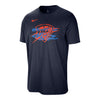 OKC Thunder Nike Chalk Shield Logo T-Shirt in Navy - Front View