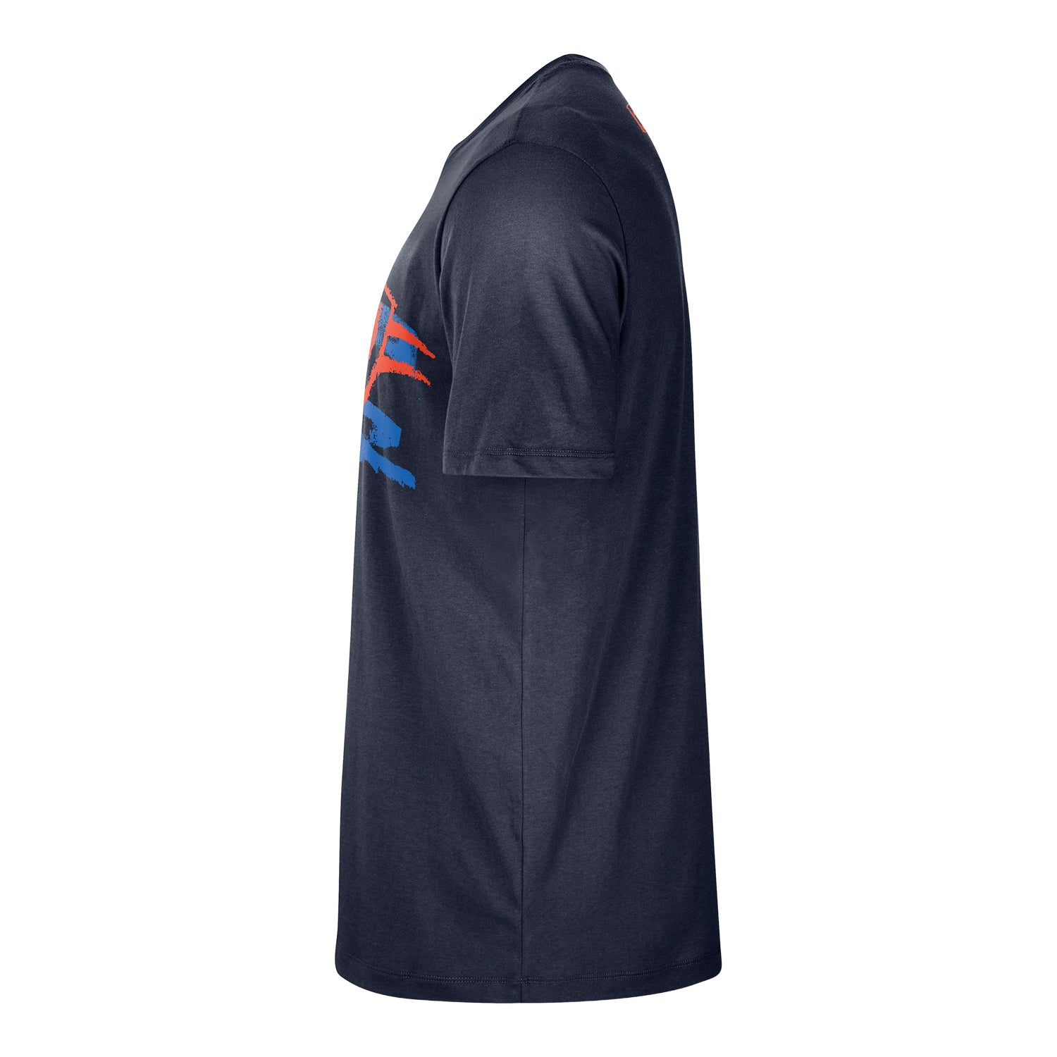 OKC Thunder Nike Chalk Shield Logo T-Shirt in Navy - Left Side View