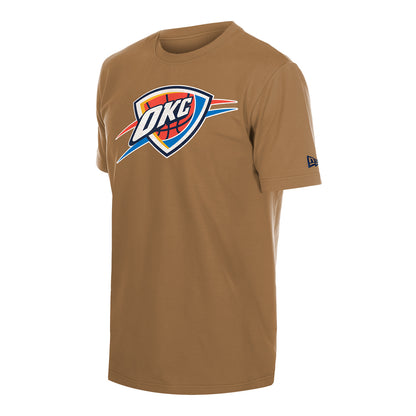 OKC Thunder New Era Core Primary Distressed T-Shirt in Brown - Front Left View