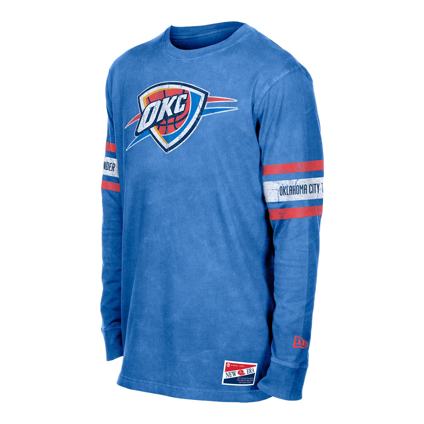 OKC Thunder New Era Washed Long Sleeve T-Shirt in Blue - Front Left View
