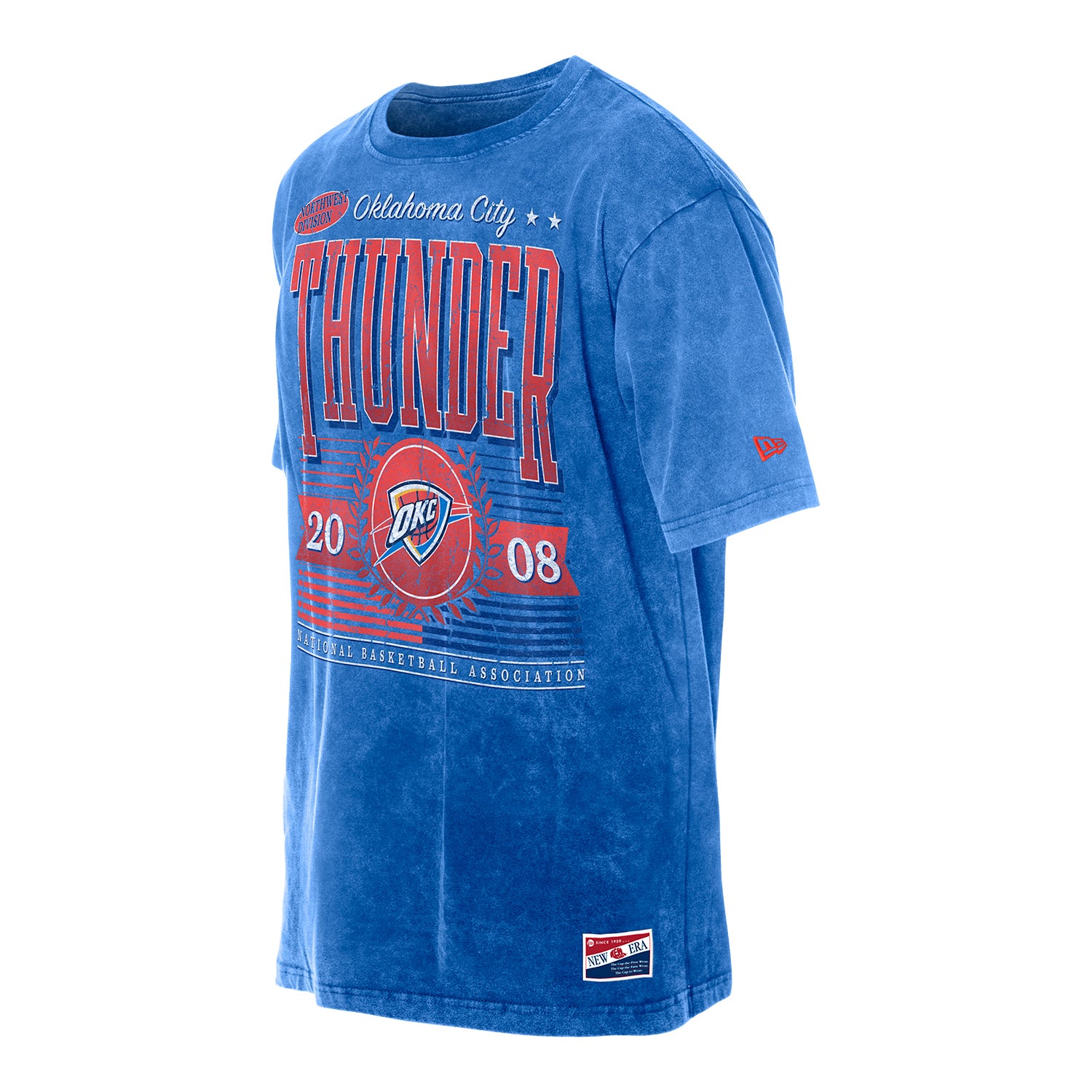 OKC Thunder New Era Washed Vintage T-Shirt in Blue - Front View