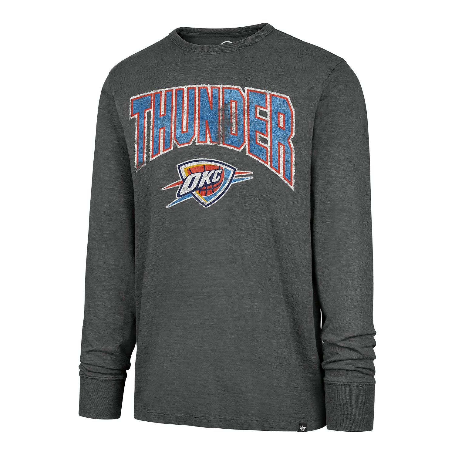 OKC Thunder 47 Brand Birch Heavy Slub Long Sleeve T-Shirt in Grey - Front View