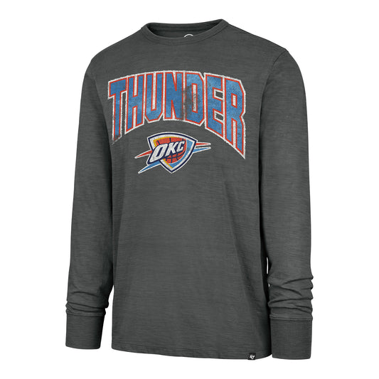 OKC Thunder 47 Brand Birch Heavy Slub Long Sleeve T-Shirt in Grey - Front View