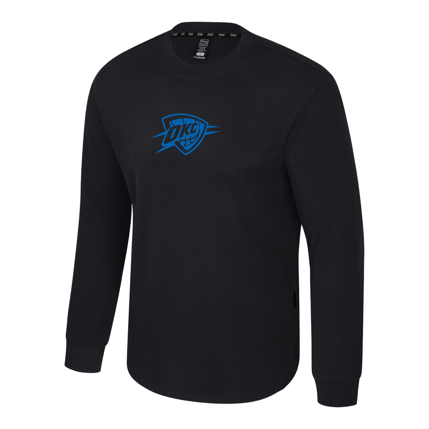 OKC Thunder Stadium Essentials Waffle Knit Long Sleeve T-Shirt in Blue - Front View