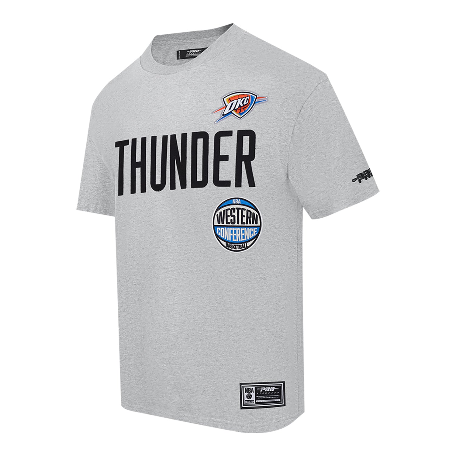 OKC THUNDER PRO STANDARD MODERN ORIGINALS GREY T-SHIRT IN GREY - FRONT SIDE VIEW