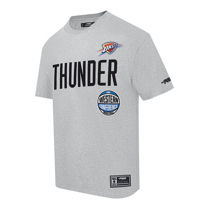 OKC THUNDER PRO STANDARD MODERN ORIGINALS GREY T-SHIRT IN GREY - FRONT SIDE VIEW
