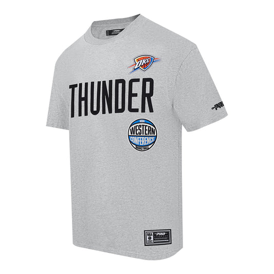 OKC THUNDER PRO STANDARD MODERN ORIGINALS GREY T-SHIRT IN GREY - FRONT SIDE VIEW