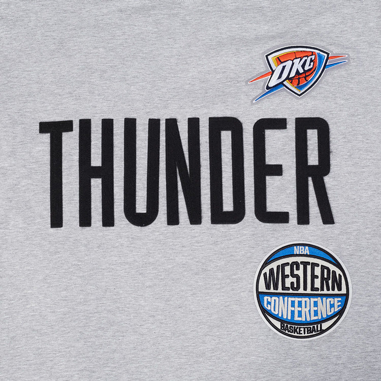 OKC THUNDER PRO STANDARD MODERN ORIGINALS GREY T-SHIRT IN GREY - THUNDER LOGO VIEW