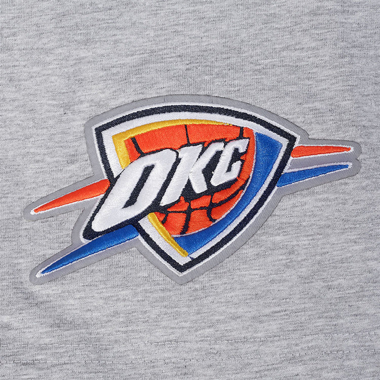 OKC THUNDER PRO STANDARD MODERN ORIGINALS GREY T-SHIRT IN GREY - OKC PATCH VIEW