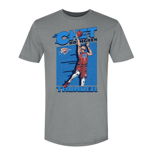 OKC THUNDER CHET HOLMGREN ACTION T-SHIRT in Grey - Front View