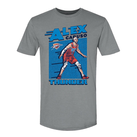 OKC THUNDER ALEX CARUSO ACTION T-SHIRT in Grey - Front View