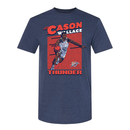 OKC THUNDER CASON WALLACE ACTION T-SHIRT in Navy - Front View