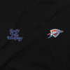 OKC THUNDER STADIUM ESSENTIALS 2025 SORRY I WAS HOOPING T-SHIRT in Black - Front Graphic View