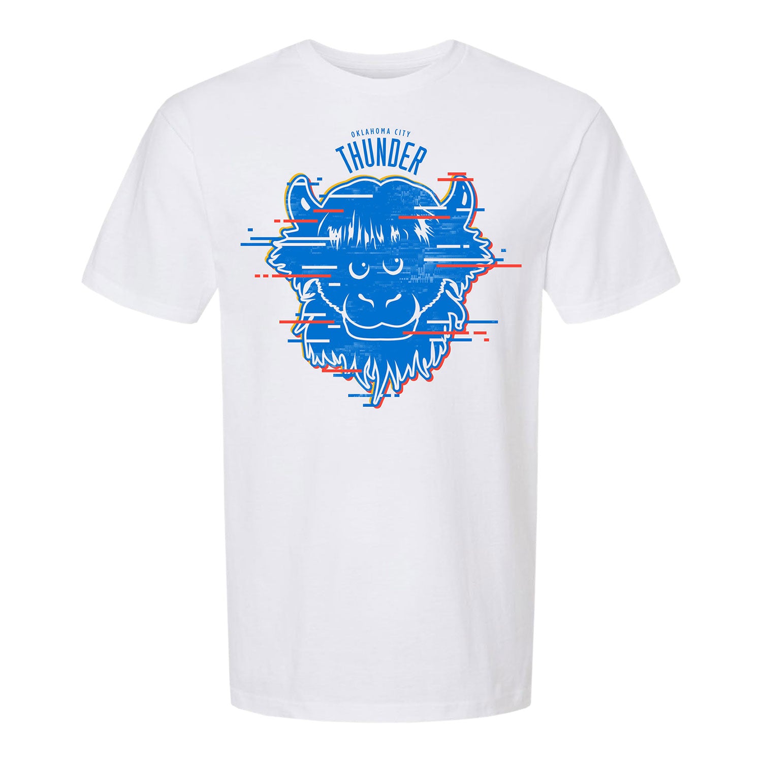 OKC Thunder Rumble Glitch T-Shirt in White - Front View