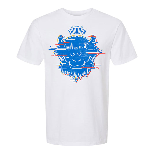 OKC Thunder Rumble Glitch T-Shirt in White - Front View
