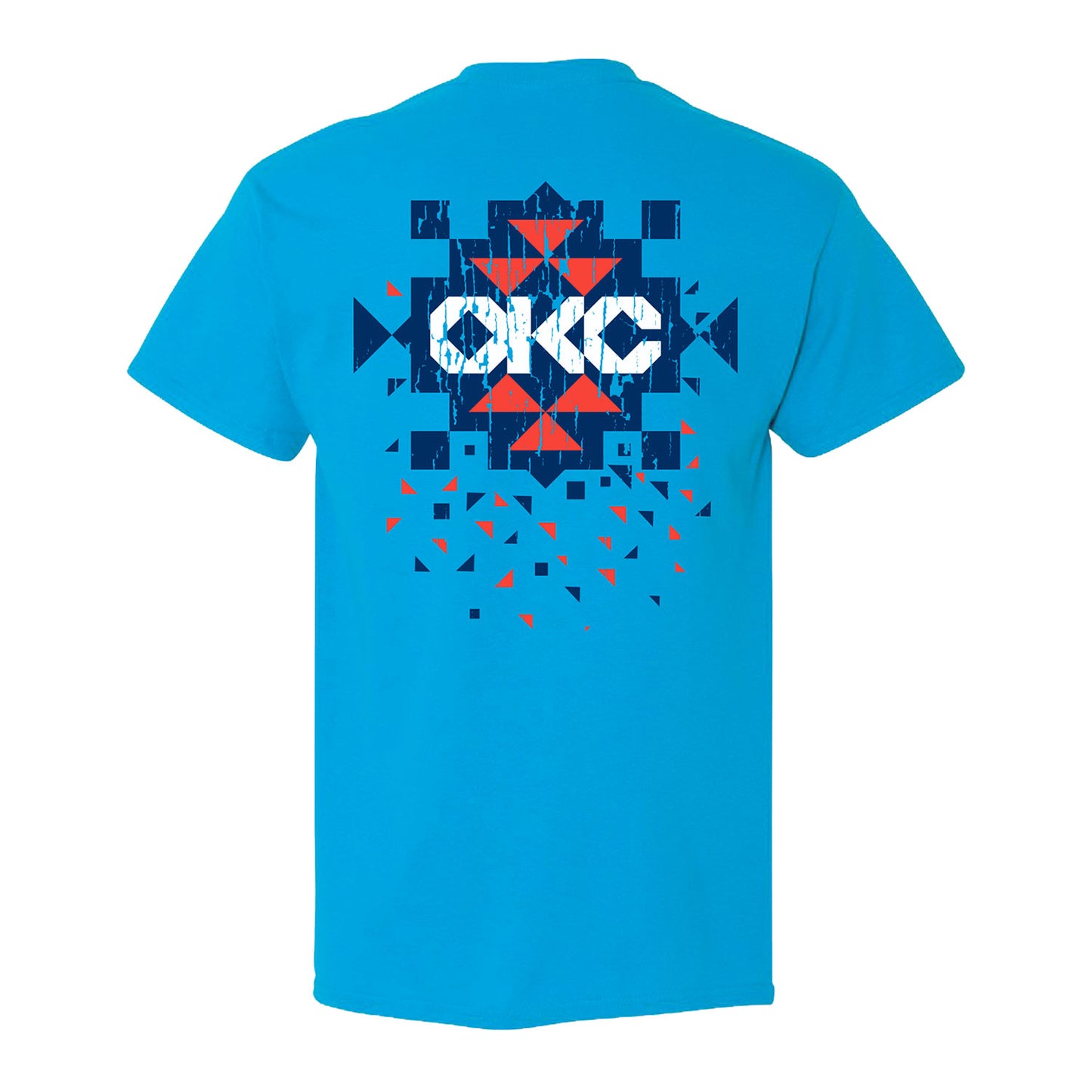 OKC Thunder Diamond Pattern Native T-Shirt in Blue - Back Front