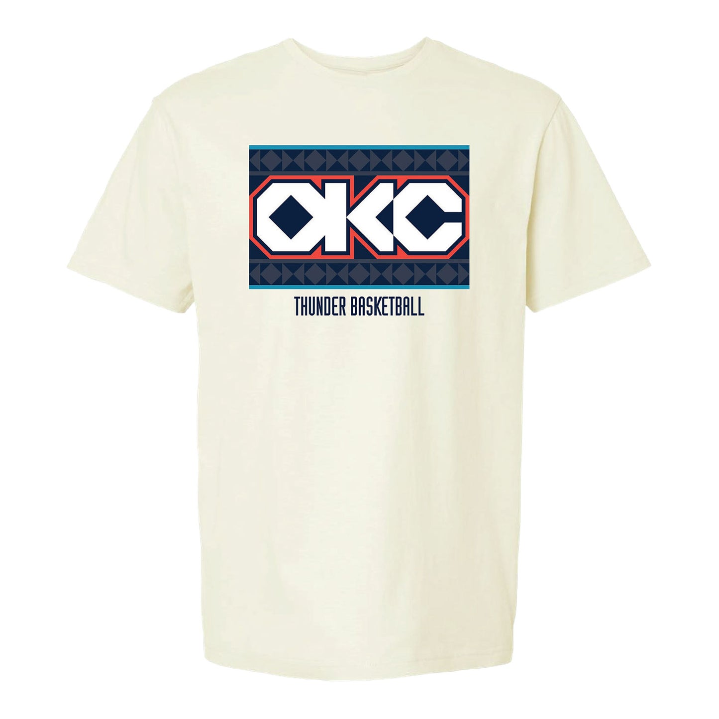 OKC Thunder Basketball Native Crest T-Shirt in White - Front View